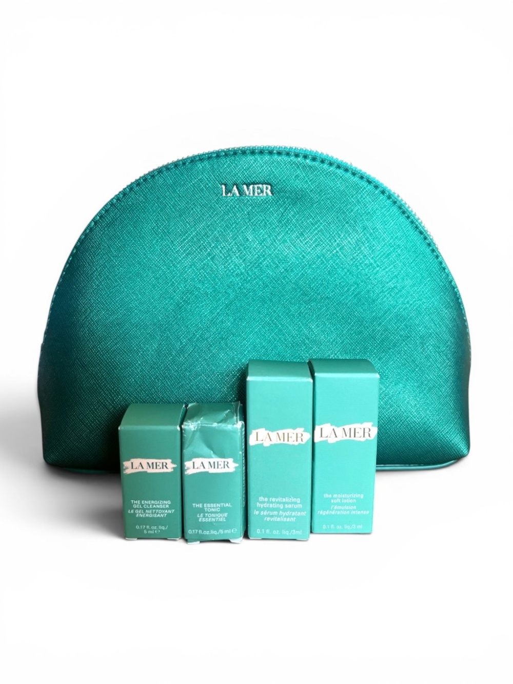 La Mer Luxury Skincare Mini Set w/ Teal Cosmetic Bag Travel Size
